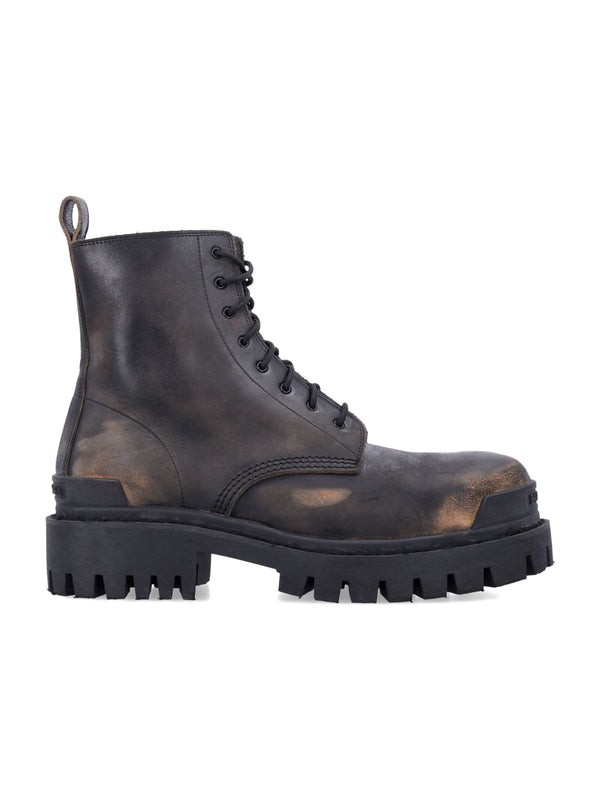 Strike Vintage Effect Leather Lace-Up
  Boots