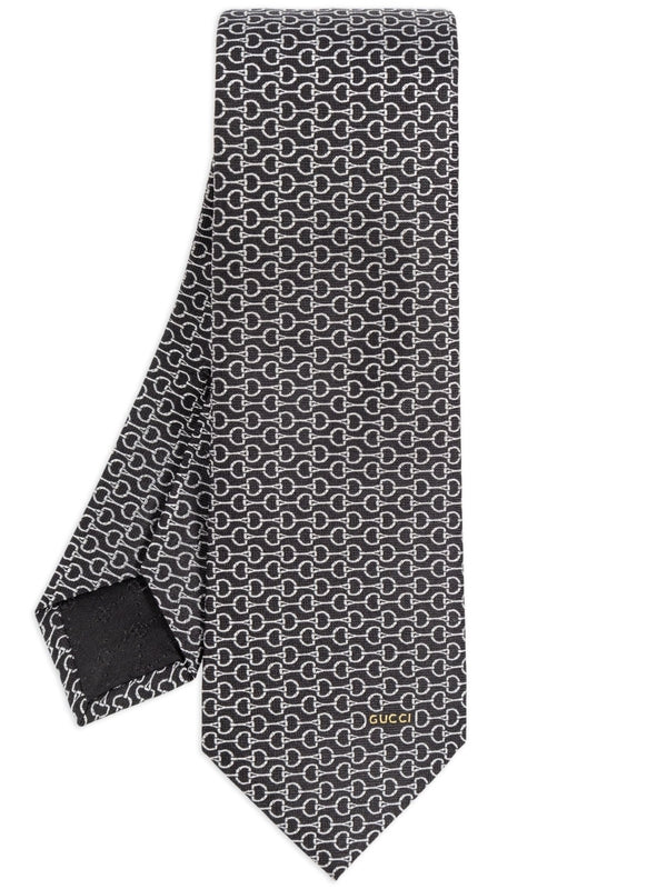 Horsebit Pattern Silk Tie