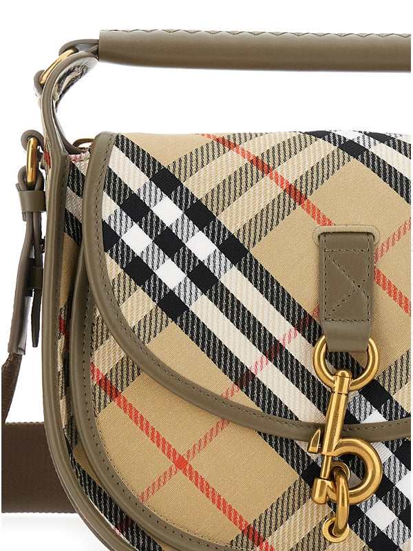 B CLIP Check Pattern Cotton Blend Crossbody Bag