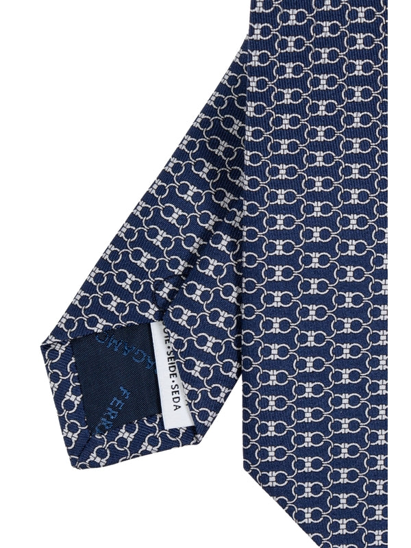 Gancini Pattern Silk Tie