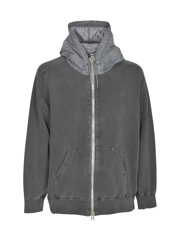 Washed Cotton Hoodieed Zip-up