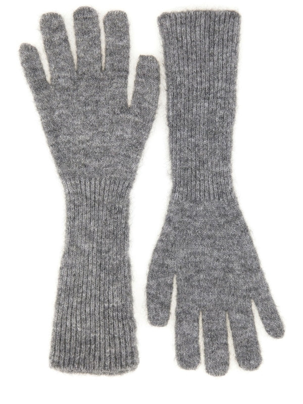 Logo Patch Wool Blend Gloves