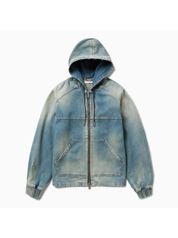 Washed Denim Hooded Jacket