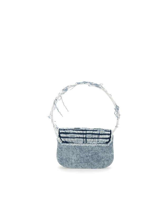 1DR Crystal Logo Denim Shoulder Bag