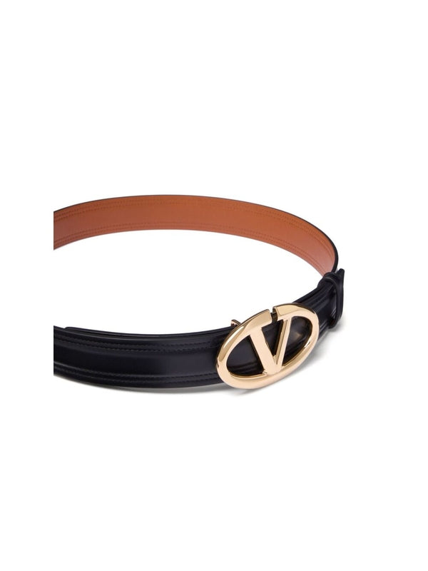 V Logo Leather Belt