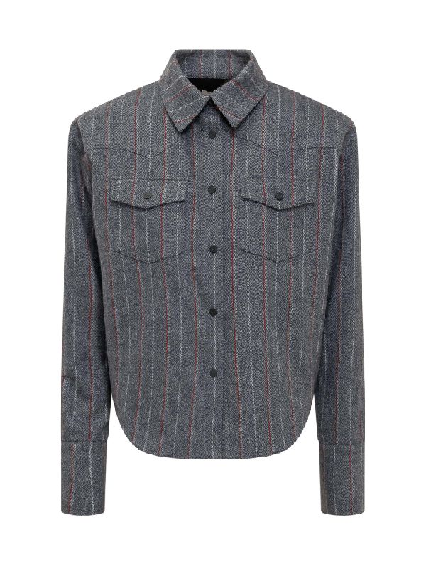 Pinstripe Wool Blend Shirt