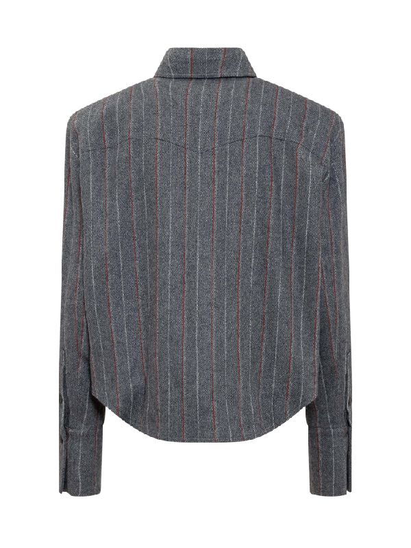 Pinstripe Wool Blend Shirt