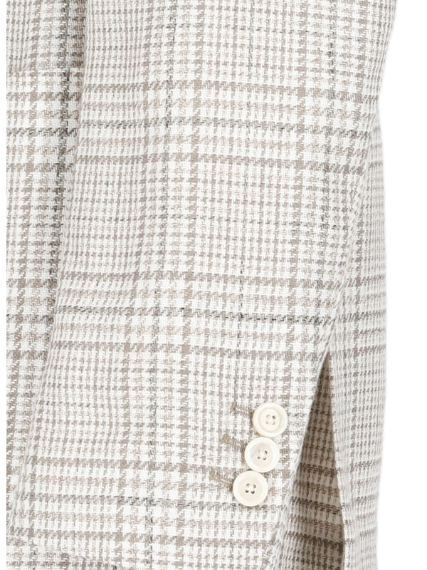 Check Pattern Cotton Linen Tailored Jacket