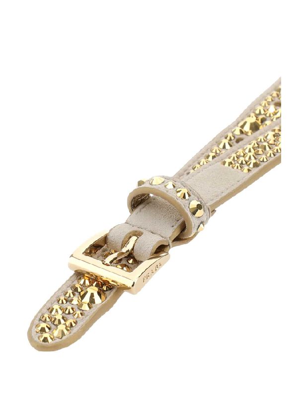 Allover Crystal Decor Leather Belt