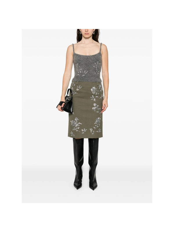 Flower-Embellished Tank Top