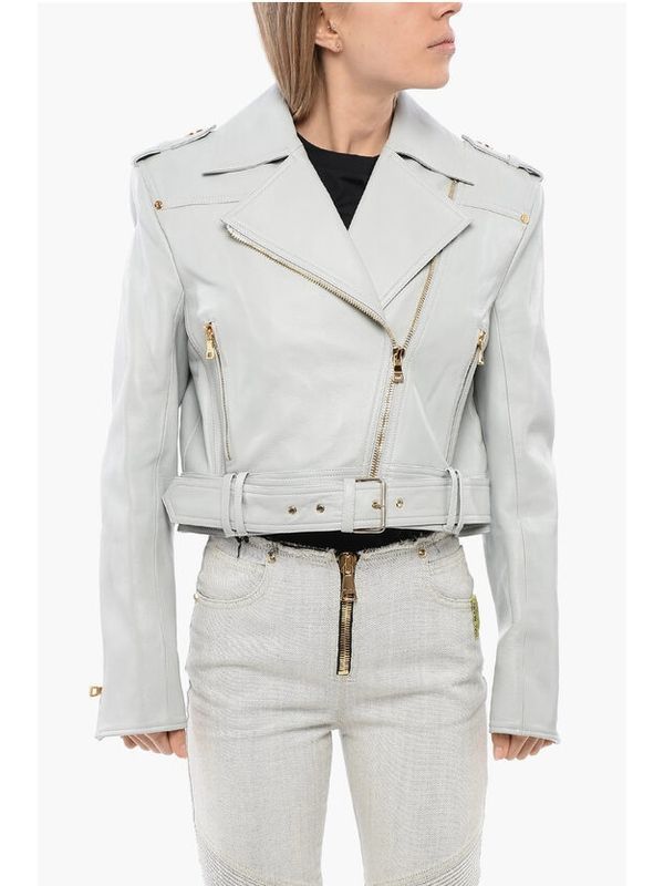 Belted Leather Biker Jacket