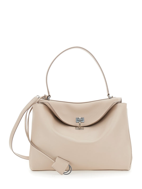 'Medium Rodeo' White Handbag with Detachable Key Holder in Smooth Leather Woman Tote Bags