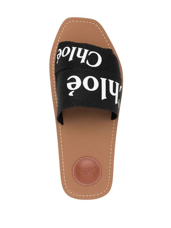 Woody Logo Linen Sandals