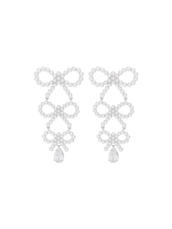 Pearl Bow Crystal Drop
  Earrings