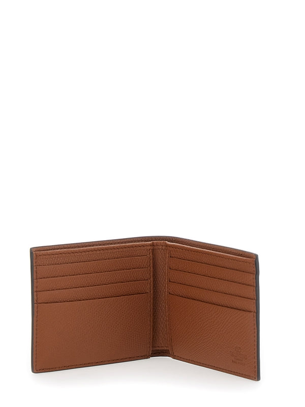 V Logo Leather Wallet