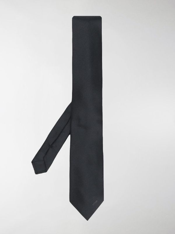 Logo Embroidered Black Necktie