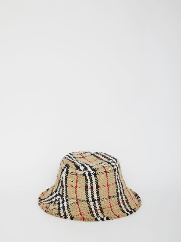 Bouclé Check Cotton Wool Bucket Hat