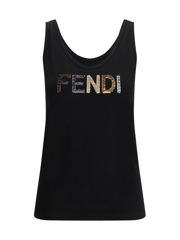 Sequin Logo Embroidered Tank Top