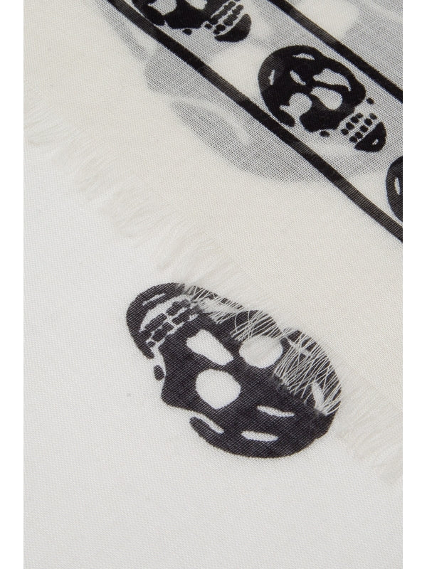 Alexander Mcqueen White Silk Mufflers