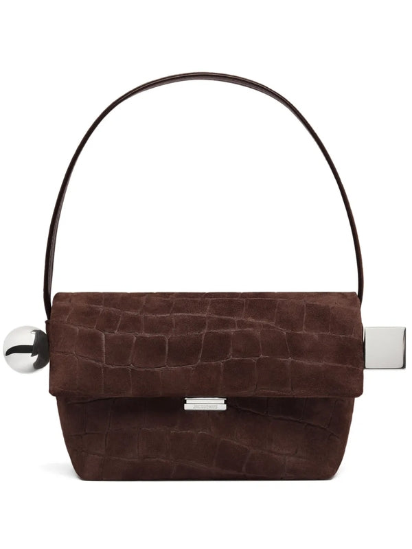 Rond Carre Croc Effect Leather Shoulder Bag