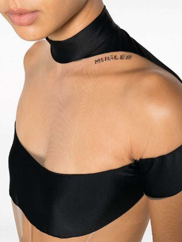 Spiral Sheer Panel Jersey Bodysuit