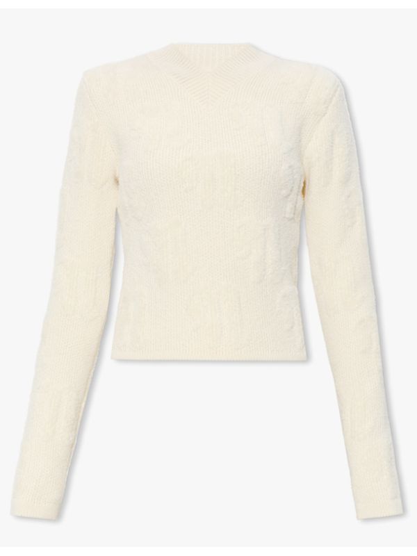 Dian Monogram Jacquard V-neck Wool Knit