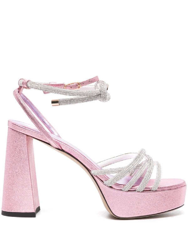 Betina Vermilion Crystal Strap Sandal Heel