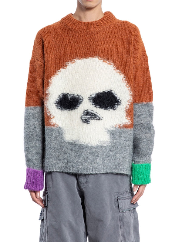 Skull Intarsia Crewneck Knit