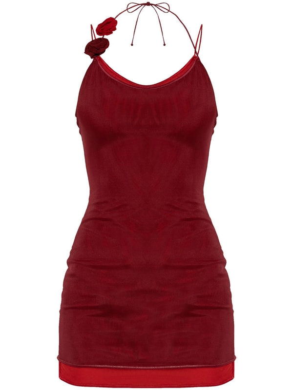 Rose Strap Detail Mini Dress