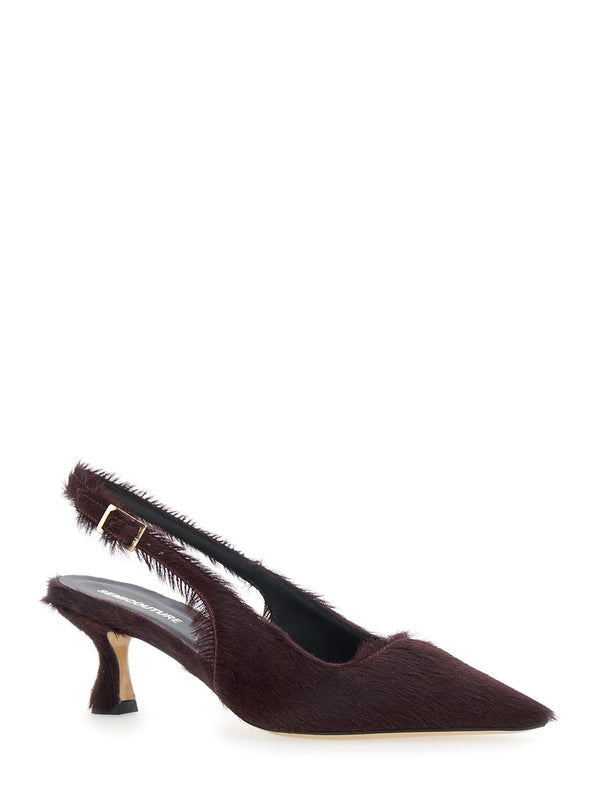 Semicouture Burgundy Slingback Heels