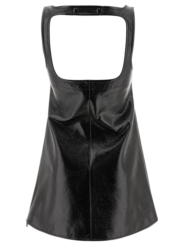 Square Neck Vinyl Mini Dress