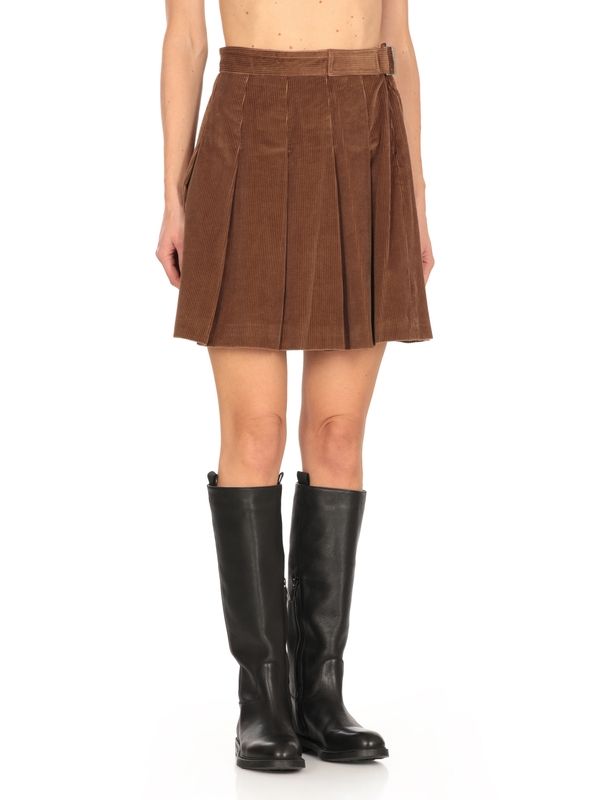 Zucca Corduroy Pleats Mini Skirt