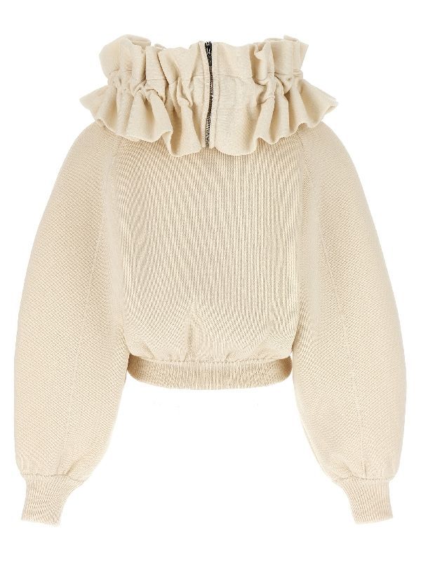 Crinoline Scrunchy Hooded Knit Zip-up