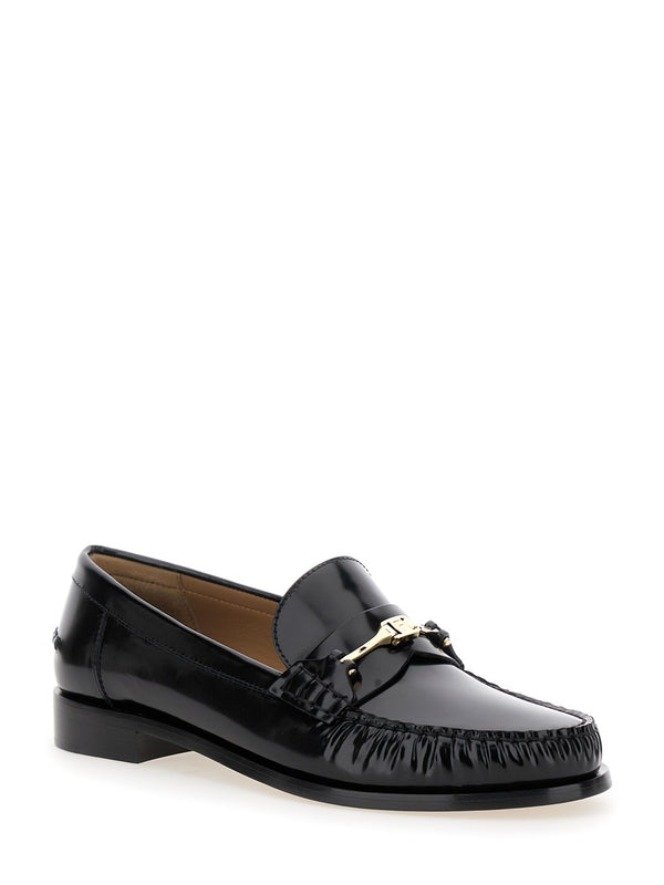 'Harry' Slip-On Loafer with Chain Detail in Leather Woman Loafers