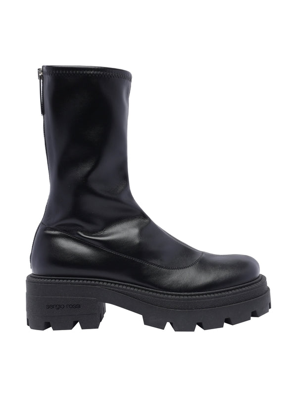 Chunky Sole Zip-up Mid Boots