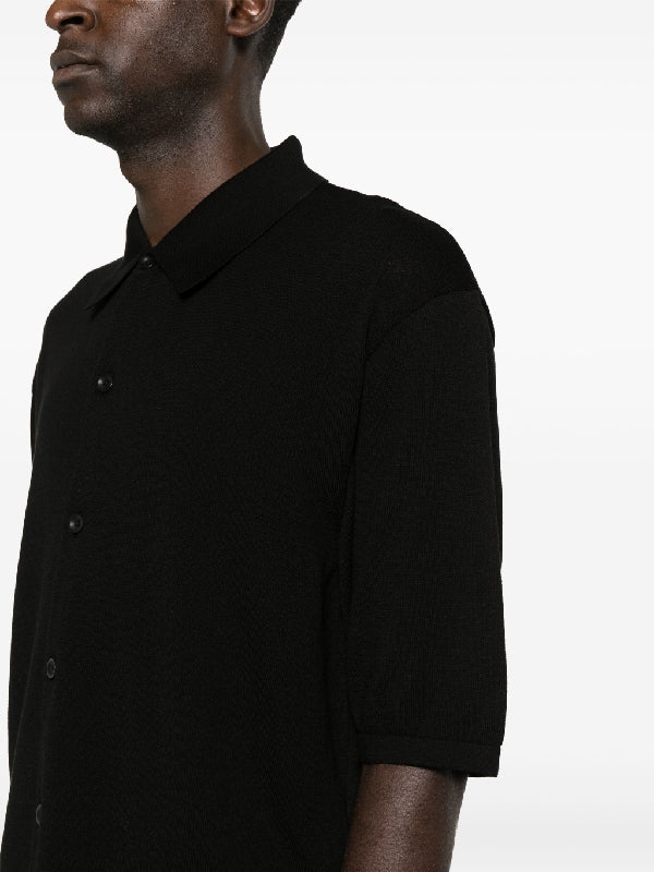 Black Cotton Short Sleeve
  Shirt