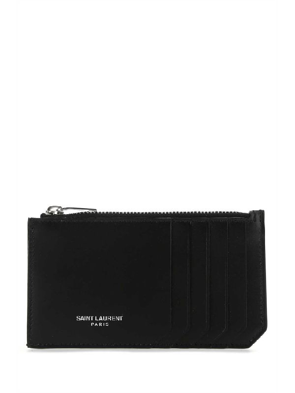 Black Leather Logo Card Wallet