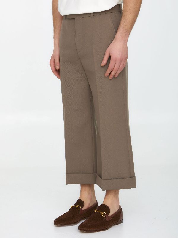 Wool Gabardine Turnup Pants