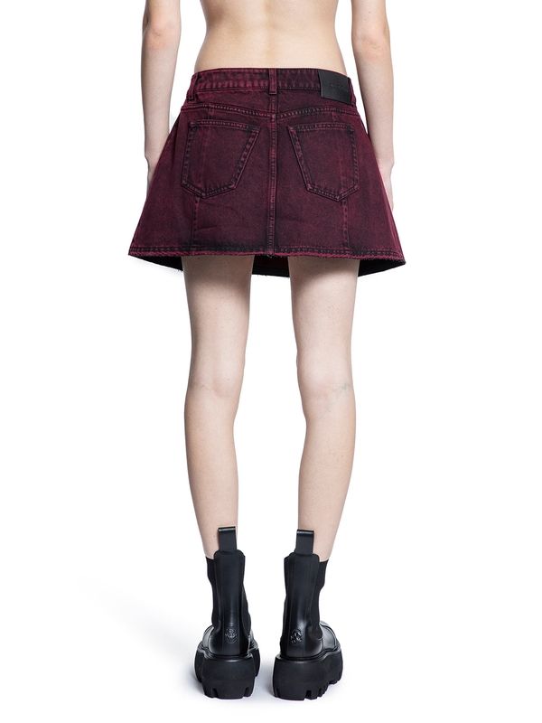 Washed Detail Pleated Denim Mini Skirt