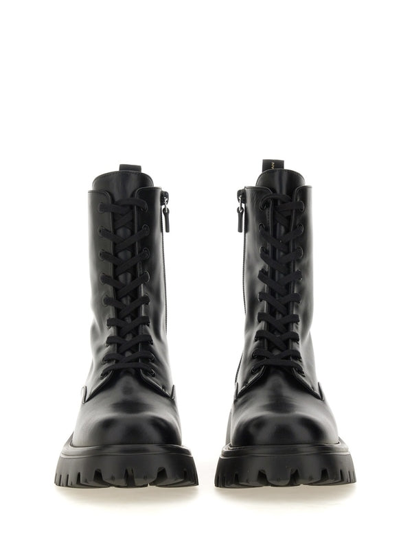 Black Calfskin Lace-up Boots