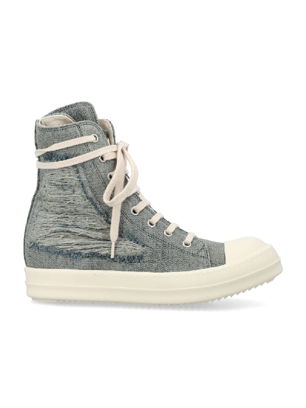 Distressed Denim High-top Sneakers