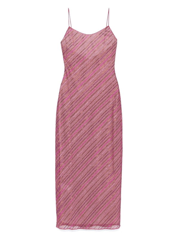 Shiny Stripe Pattern Long Dress
