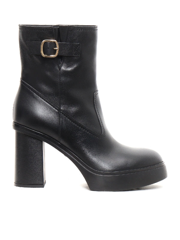 Buckle Strap Platform Boots Heel