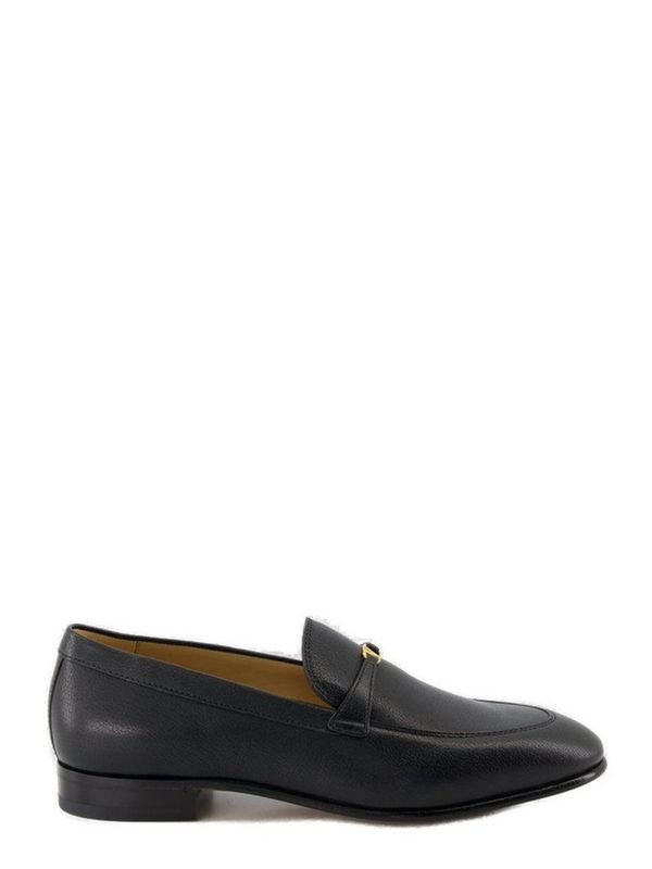 V Logo Decorated Calfskin Loafers