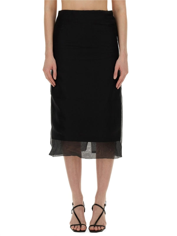 Aceti Layered Silk Midi Skirt