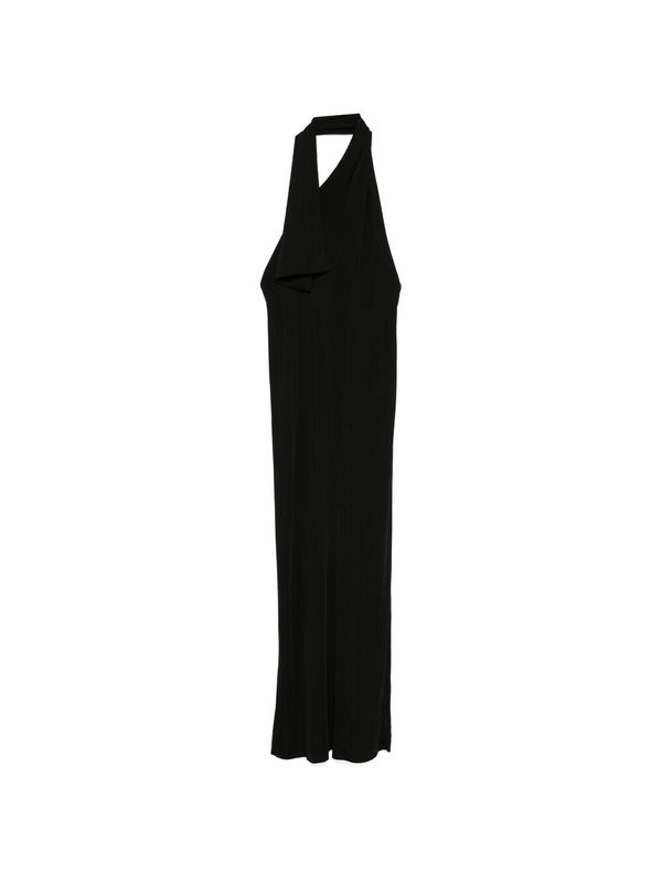 One-Shoulder Scarf Detail Rayon Long Dress