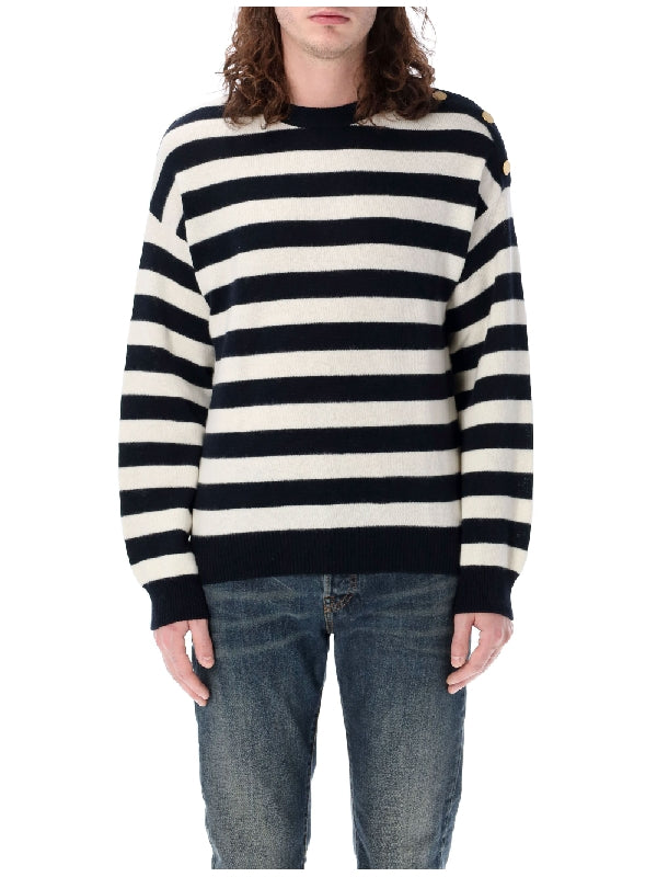 VALENTINO - Button-up Shoulder Stripe Knit - Jente