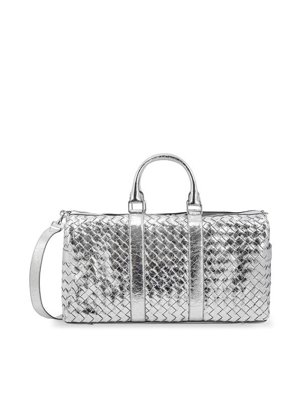 Intrecciato Metallic Leather Boston Bag