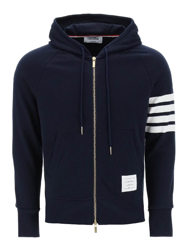 4-Bar Stripe Cotton Hooded Zip-up - Jente