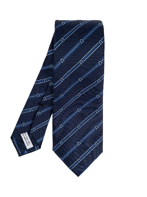 Gancini Logo Stripe Pattern
  Silk Tie